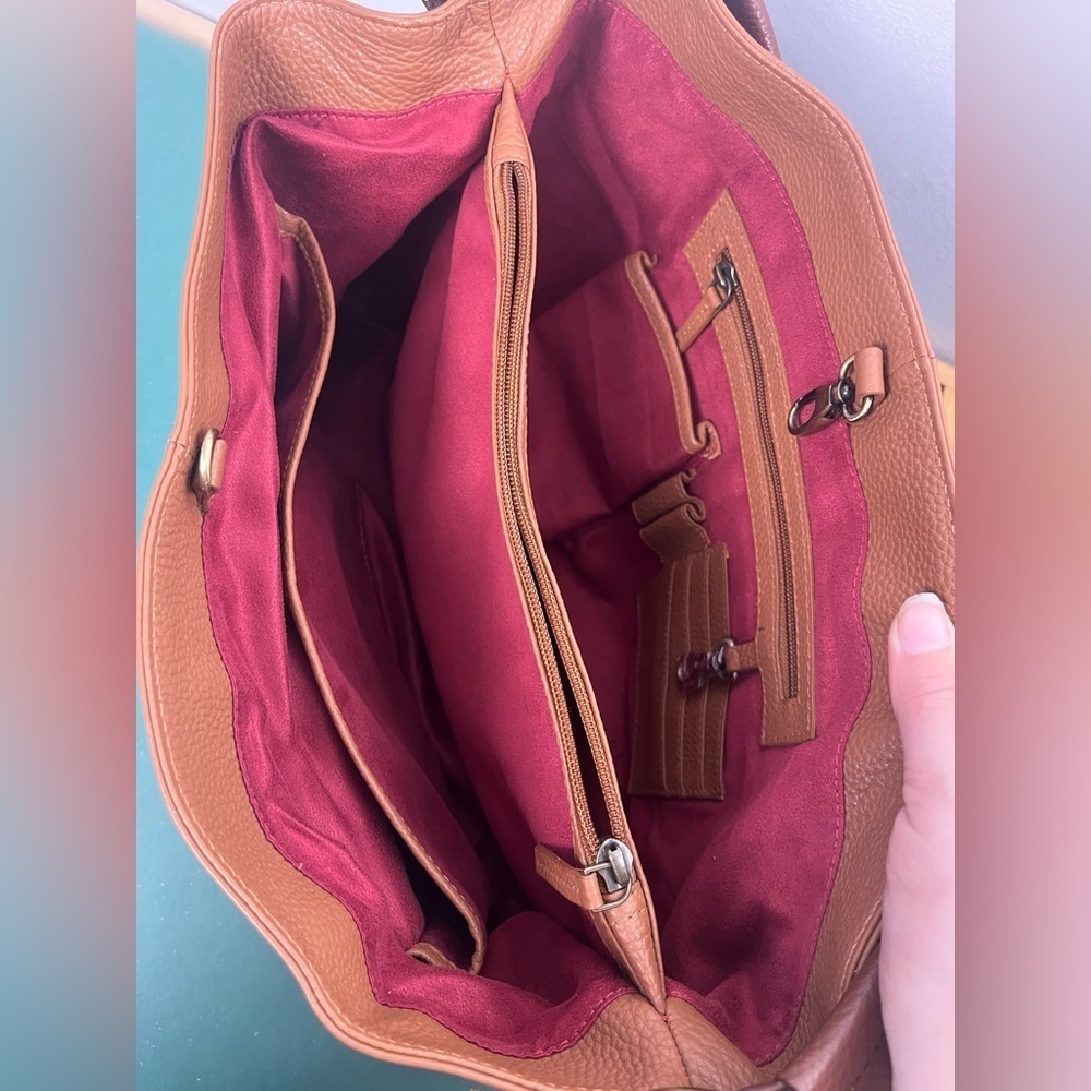 LENE Large Brown Leather and suede Hobo Bag/Shoulder Bag - Picture 11 of 15